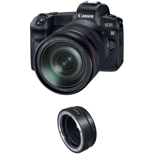Canon EOS R Mirrorless Digital Camera with 24-105mm Lens and Mount Adapter EF-EOS R Kit
