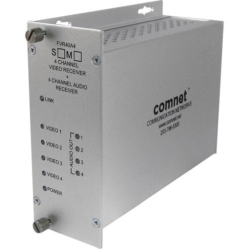 COMNET 4-Channel Single Mode 1310 1550nm Video Audio Receiver with 10-Bit Digitally Encoded Video 4-Channel 24-Bit Digitally Encoded Audio Multiplexer