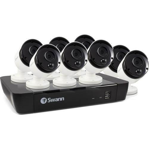 Swann 8-Channel 4K UHD NVR with 2TB HDD & 8 5MP Outdoor Night Vision Bullet Cameras
