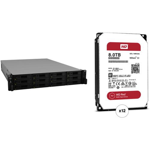 Synology RackStation RS2418 96TB 12-Bay NAS Enclosure Kit with WD NAS Drives