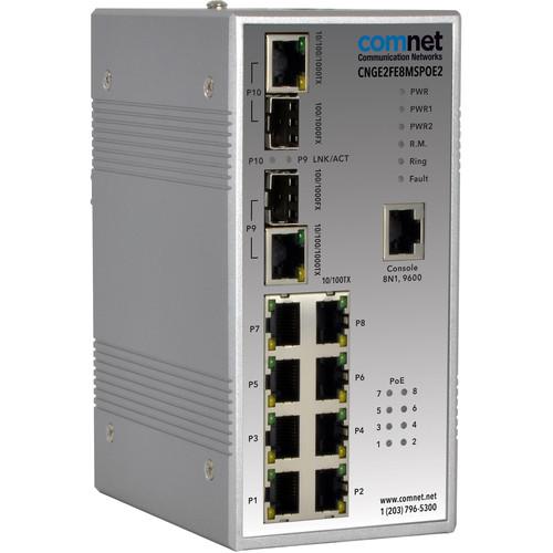 COMNET 10-Port PoE Environmentally Hardened Managed Ethernet Switch with Eight 10 100BASE-TX & Two 10 100 1000BASE-TX FX Combo Ports