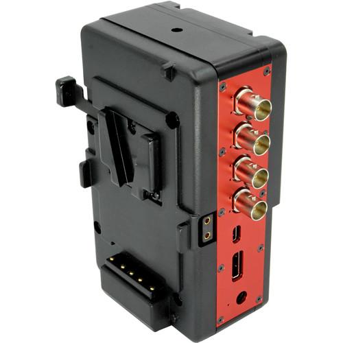 SERIAL IMAGE 4K 4 x SDI to HDMI 2.0 Converter with Male and Female V-Mount Plates