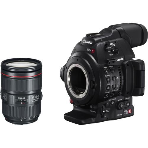 Canon EOS C100 Mark II with Dual Pixel CMOS AF & EF 24-105mm f 4L IS II USM Zoom Lens Kit
