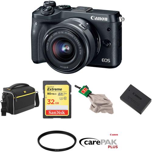 Canon EOS M6 Mirrorless Digital Camera with 15-45mm Lens Deluxe Kit