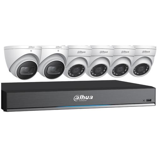 Dahua Technology Pro Series Pentabrid 8-Channel 8MP HD-CVI DVR with 3TB HDD and 4 5MP Turret Cameras and 2 8MP Turret Cameras