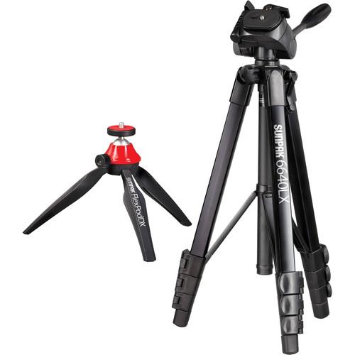 Sunpak 6640LX Tripod with 3-Way, Pan-and-Tilt Head and FlexPodDX Tabletop Tripod
