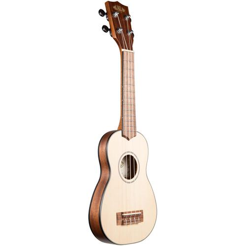 KALA KA-SSTU-S Solid Spruce Travel Soprano Ukulele with Bag