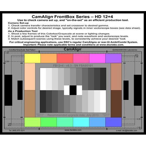 DSC Labs FrontBox 12 4 Test Chart - 12 Primary Colors, 11 Step Grayscale, 4 Skintones