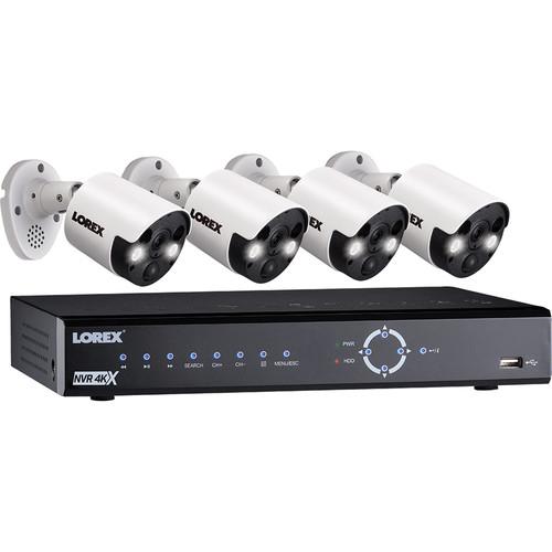 Lorex 8-Channel 4K UHD NVR with 2TB HDD & 4 4K Active Deterrence Night Vision Bullet Cameras