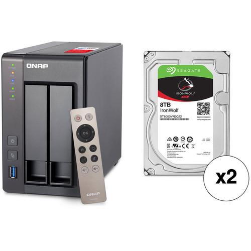 QNAP TS-251 16TB 2-Bay NAS Enclosure Kit with Seagate NAS Drives