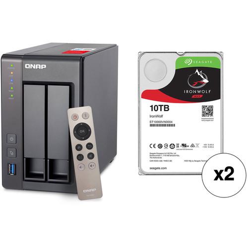 QNAP TS-251 20TB 2-Bay NAS Enclosure Kit with Seagate NAS Drives