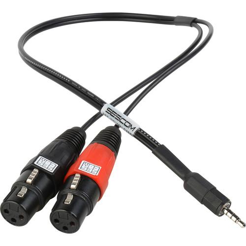 Sescom Dual Female XLR to 3.5mm TRRS Plug - Line to Mic Level Summing Cable for Mobile Devices