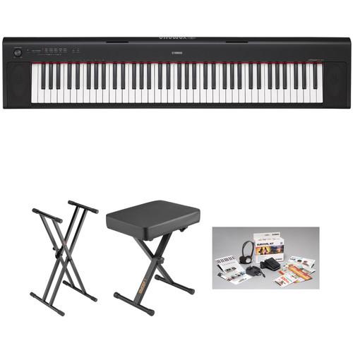 Yamaha NP-32 Piaggero Kit with Stand, Bench, Pedal, Power Adapter, & Headphones