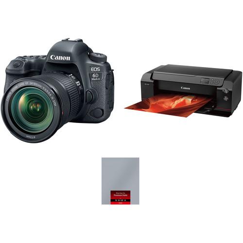 Canon EOS 6D Mark II with 24-105mm Lens and Inkjet Printer Kit