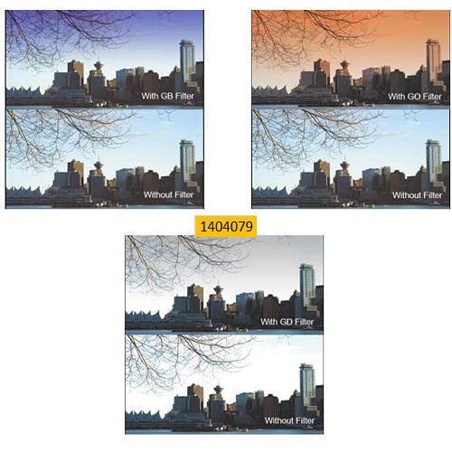 Cavision 4 x 4" Soft-Edge Graduated Neutral Density 0.3, Soft-Edge Graduated Blue 0.3, and Soft-Edge Graduated Orange 0.3 Filter Kit