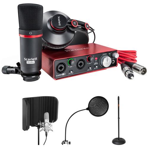 Focusrite Scarlett Studio 2i2 Recording Kit with Reflection Filter, Pop Filter & More