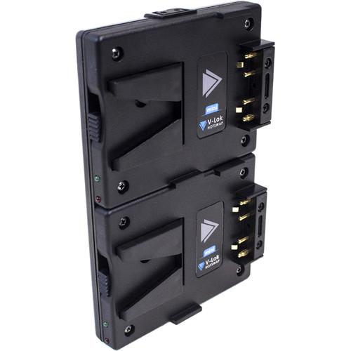 Hawk-Woods Gold Mount to Mini V-Lok Battery Dual Hot-Swap Plate with 2 powerCON Ports