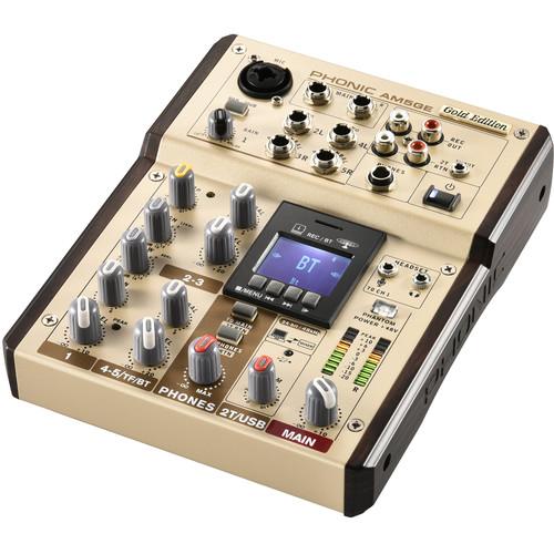 Phonic AM5GE - AM Gold Edition Compact Mixer with Bluetooth, TF Recorder, and USB Interface