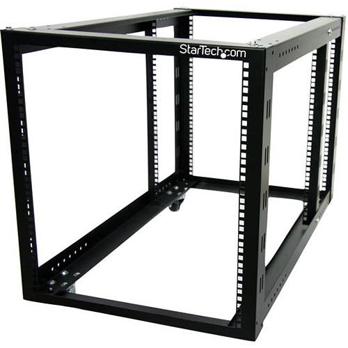 StarTech 12 RU 4-Post Server Equipment & Open-Frame Rack Cabinet with Adjustable Posts & Casters
