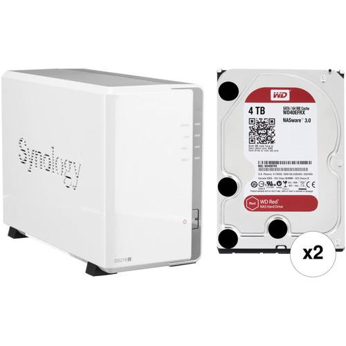 Synology DiskStation 8TB DS218j 2-Bay NAS Enclosure Kit with WD NAS Drives