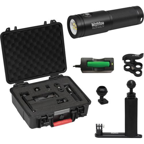 Bigblue Black Molly 4 Tri-Color LED Dive Light with Single-Arm Tray & Case Kit