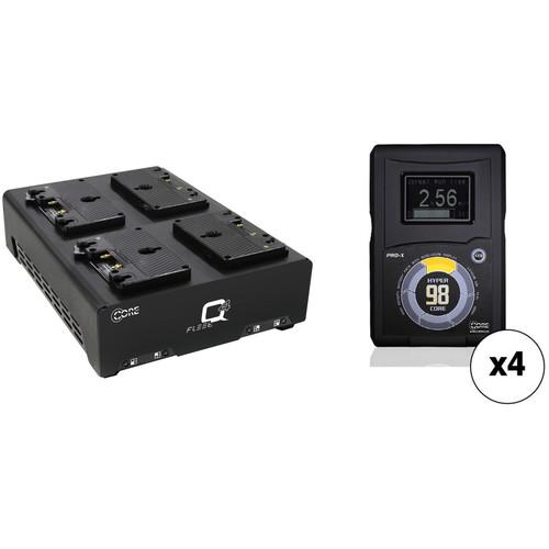 Core SWX Four-Battery HyperCore GOLD 98Wh Gold Mount Kit with Fleet Q Quad Charger