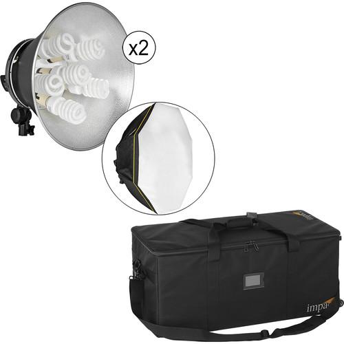 Impact Octacool-6 Fluorescent 2-Light Kit with Softboxes and Bag, Impact, Octacool-6, Fluorescent, 2-Light, Kit, with, Softboxes, Bag