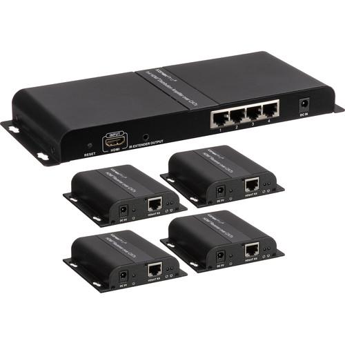 KanexPro 1x4 HDMI Distribution Amplifier and Cat5e 6 Extender Kit