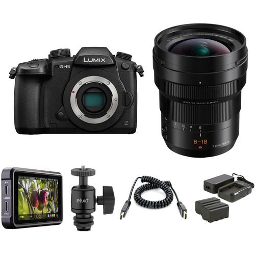 Panasonic Lumix DC-GH5 Mirrorless Micro Four Thirds Digital Camera with 8-18mm Lens and Ninja V Kit