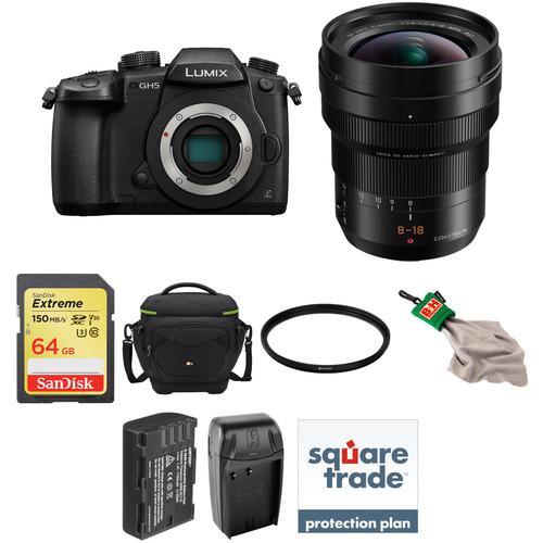 Panasonic Lumix DC-GH5 Mirrorless Micro Four Thirds Digital Camera with 8-18mm Lens Deluxe Kit