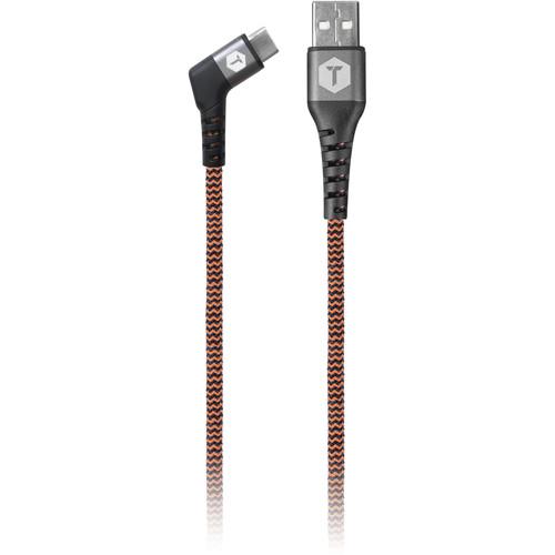 ToughTested Braided Right Angle USB Type-C Male to USB Type-A Male Cable