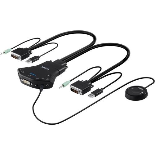 Belkin Secure Flip 2-Port KVM Switch with Audio and Remote Controller
