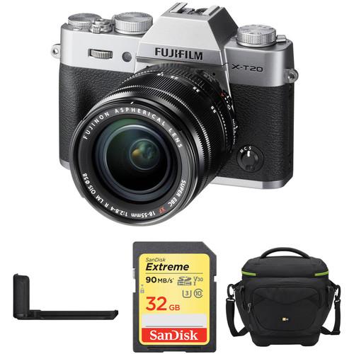 FUJIFILM X-T20 Mirrorless Camera with XF 18-55mm Lens, Grip, and Accessories Kit
