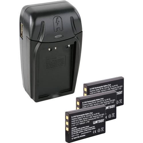Watson Compact AC DC Charger Kit with 3 NP-60 Lithium-Ion Battery Packs
