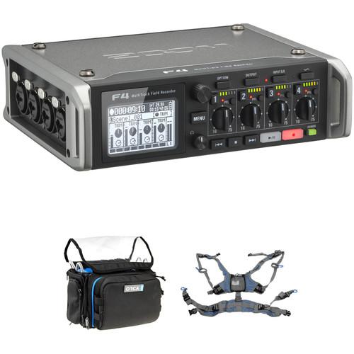 Zoom F4 Multitrack Field Recorder Kit with ORCA OR-28 Mini Bag & Harness
