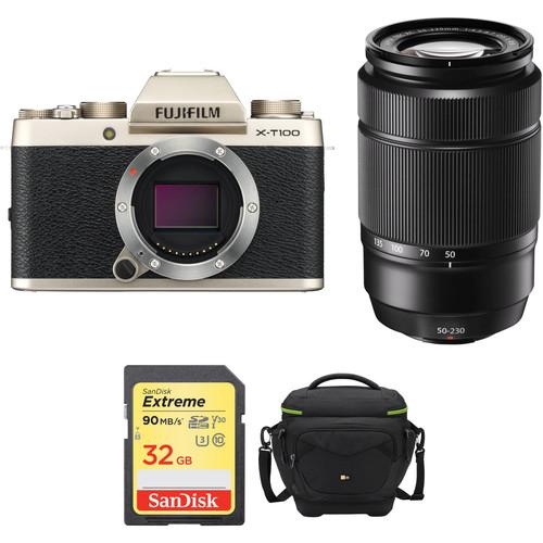 FUJIFILM X-T100 Mirrorless Digital Camera with 50-230mm Lens and Accessories Kit