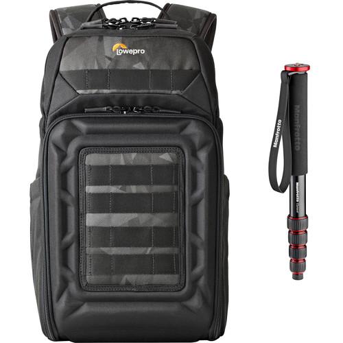 Lowepro DroneGuard BP 200 Backpack for DJI Mavic Pro Air with Manfrotto Monopod