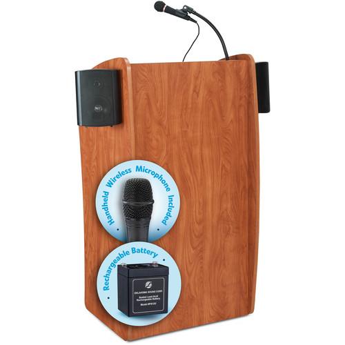 Oklahoma Sound The Vision Lectern with Sound, Rechargeable Battery & Handheld Wireless Mic