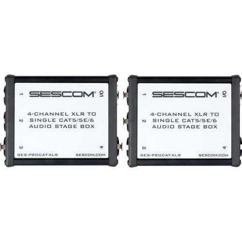 Sescom 4-Channel XLR Audio Stage Box to Single CAT5 5E 6 Cable Combiner System