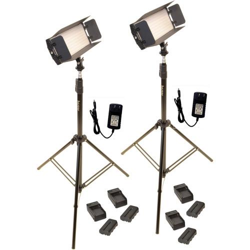 Bescor FP-312K 2-Point LED Light Kit with Light Stands