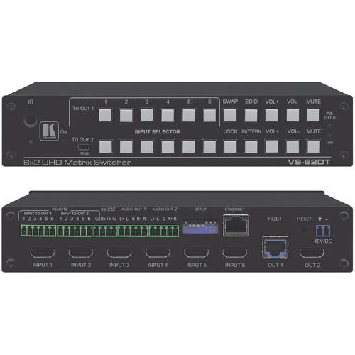 Kramer VS-62DT 6x2 4K HDMI HDBaseT Long-Reach PoE Matrix Switcher