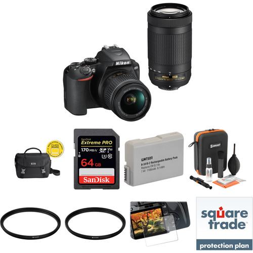 Nikon D3500 DSLR Camera with 18-55mm and 70-300mm Lenses Deluxe Kit