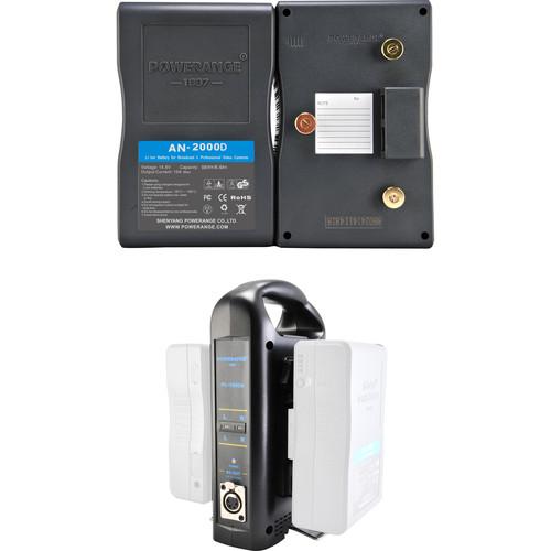 POWERANGE Gold Mount Portable Simultaneous Dual-Charger 16.7 VDC Power Station With two 98Wh Gold Mount Batteries