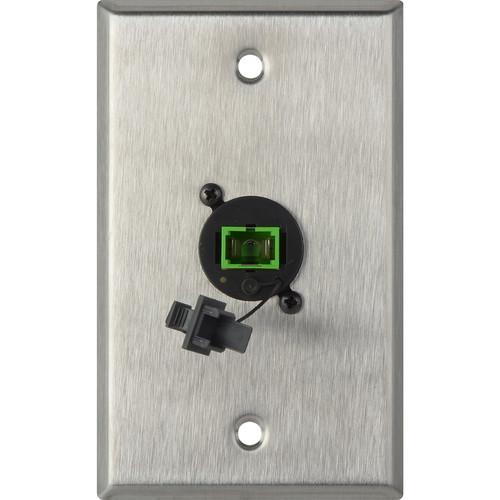Camplex 1-Gang Stainless Steel Wall Plate with One SC APC Multimode Fiber Optic Connector