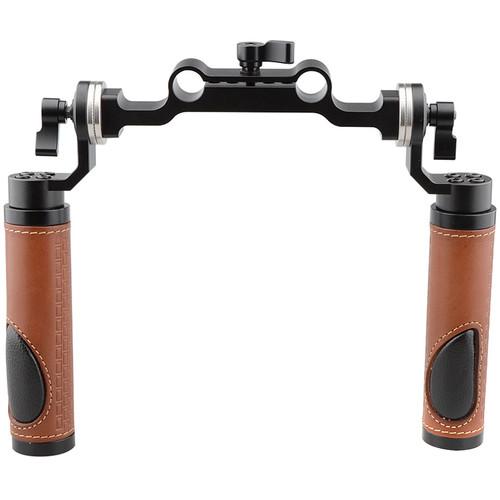 CAMVATE ARRI-Style Leather Rosette Handle Grip & 15mm Rod Clamp Railblock for DSLR Shoulder Rig