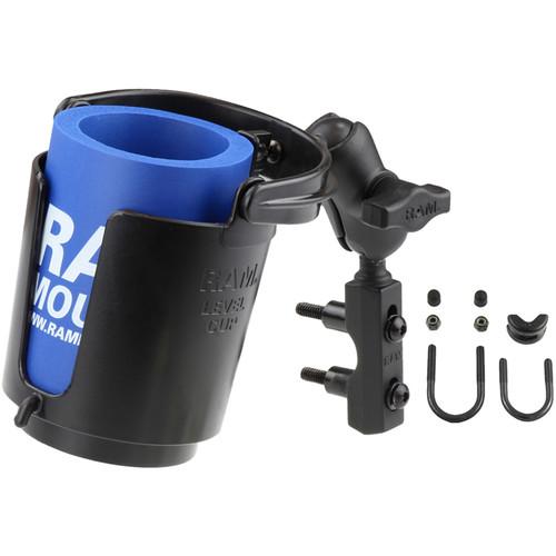 RAM MOUNTS Level-Cup Self-Leveling Drink Holder with Short Arm & Motorcycle Brake Clutch Reservoir Base