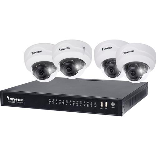 Vivotek 8-Channel 1080p NVR with 2TB HDD & 2 1080p Outdoor & 2 1080p Indoor Network Dome Cameras