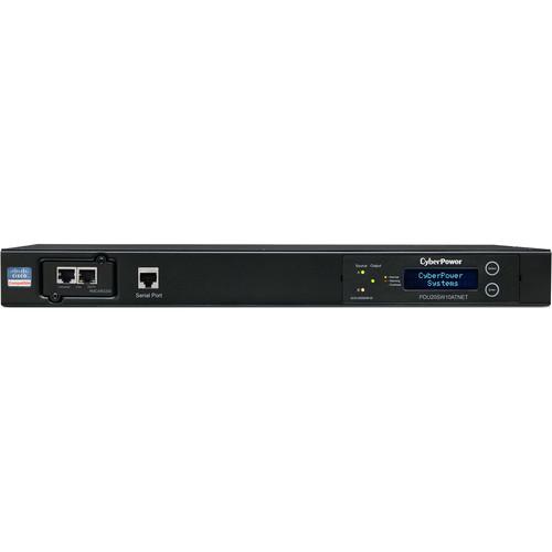 CyberPower Switched ATS PDU16A 100-120V 50-60HZ 2xNEMA 5-20P Plugs 10-NEMA 5-20R Rear 1U RU 10
