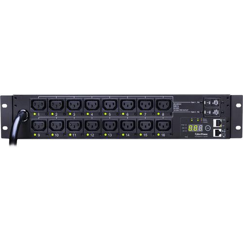 CyberPower Switched PDU24A 200-240V 50 60Hz NEMA L6-20 Plug 16 IEC-320 C13 OUTS 2U Rackmount 10