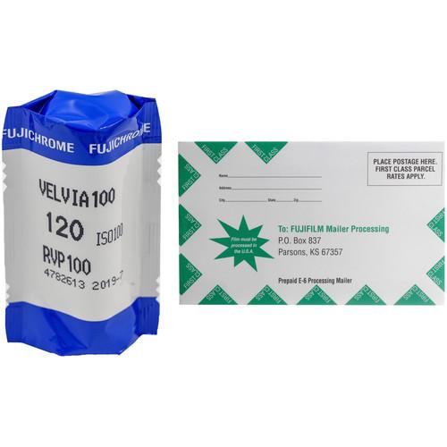FUJIFILM Fujichrome Velvia 100 Professional RVP 100 Color Transparency Film with Processing Mailer Kit